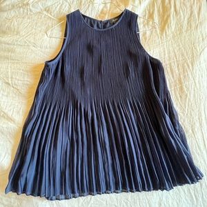 Navy blue pleated blouse
